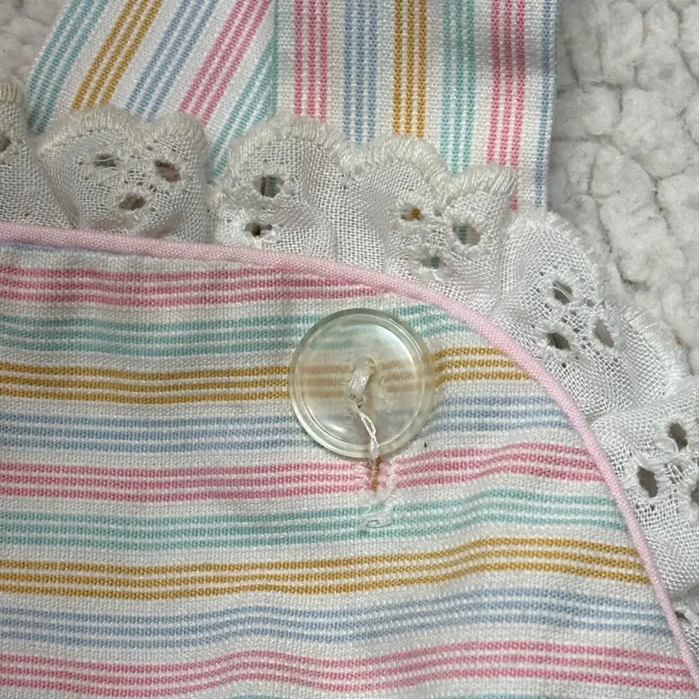 Vintage Tiny Tots Romper 12 months Baby Girl Pink Striped Jumpsuit Classic